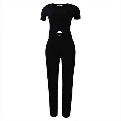 Damen Jumpsuit Hochgeschnitten Mit Schlitz Eveloria