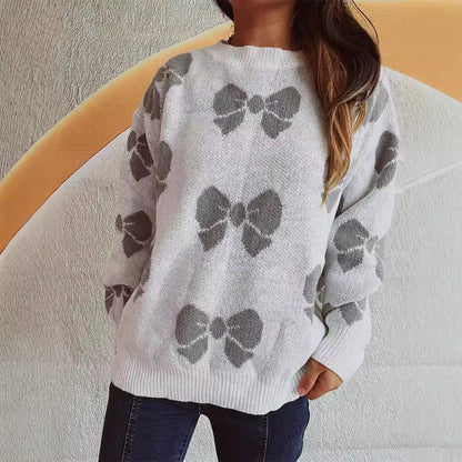 Damen Pullover Schleifenmuster Eveloria