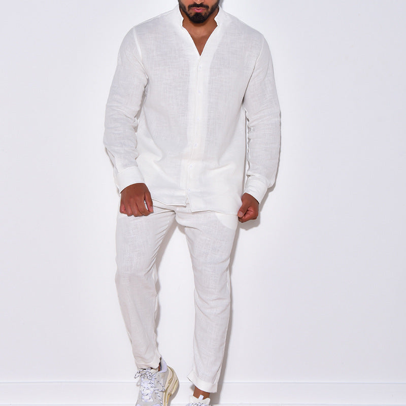 Herren Leinenanzug Luftig Beige