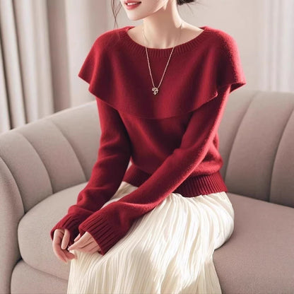 Damen Pullover Lässiger Schalkragen Eveloria