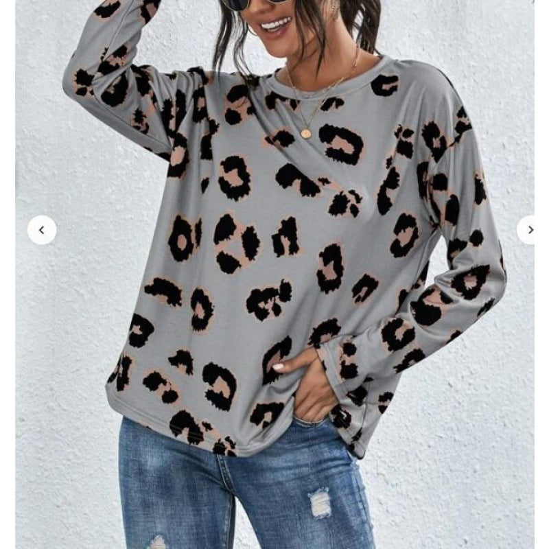 Damen Leopardenmuster Pullover aus Baumwolle