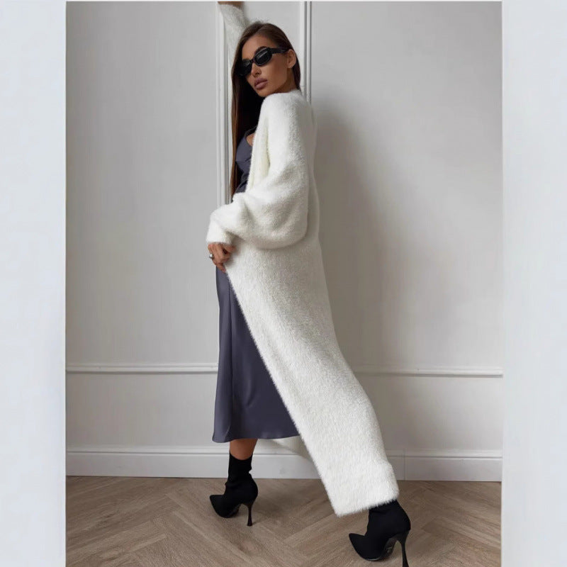 Damen Langstrickmantel Flauschig Elegant Eveloria