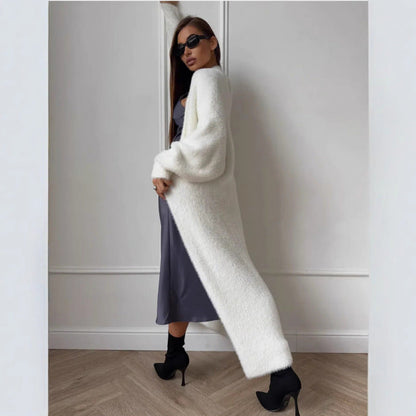 Damen Langstrickmantel Flauschig Elegant Eveloria