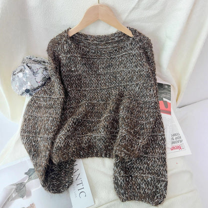Damen Grobstrickpullover Lässiger Schnitt Ballonärmel Eveloria