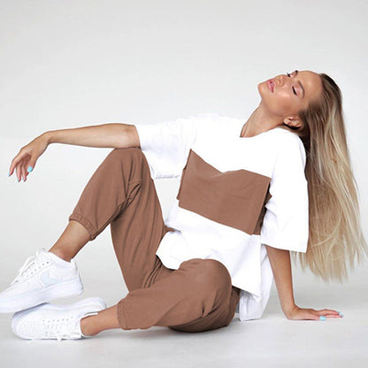 Damen Sportanzug Oversized Shirt Jogginghose Bequem Eveloria