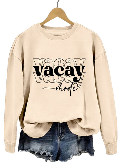 Damen Sweatshirt Lässiger Schriftzug Baumwolle Entspannte Passform