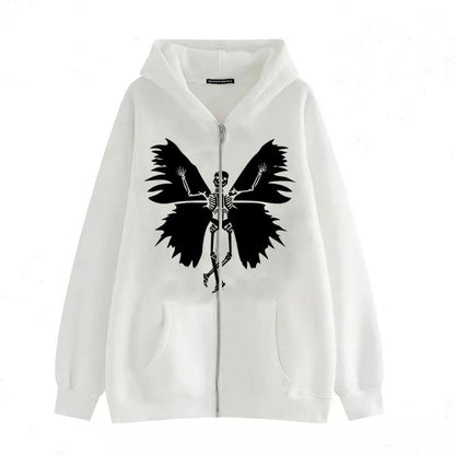 Damen Hoodie Skelett Schmetterling Motiv Eveloria