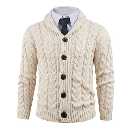 Herren Strickcardigan Zopfmuster Eleganter Schalkragen Bequem - Eveloria