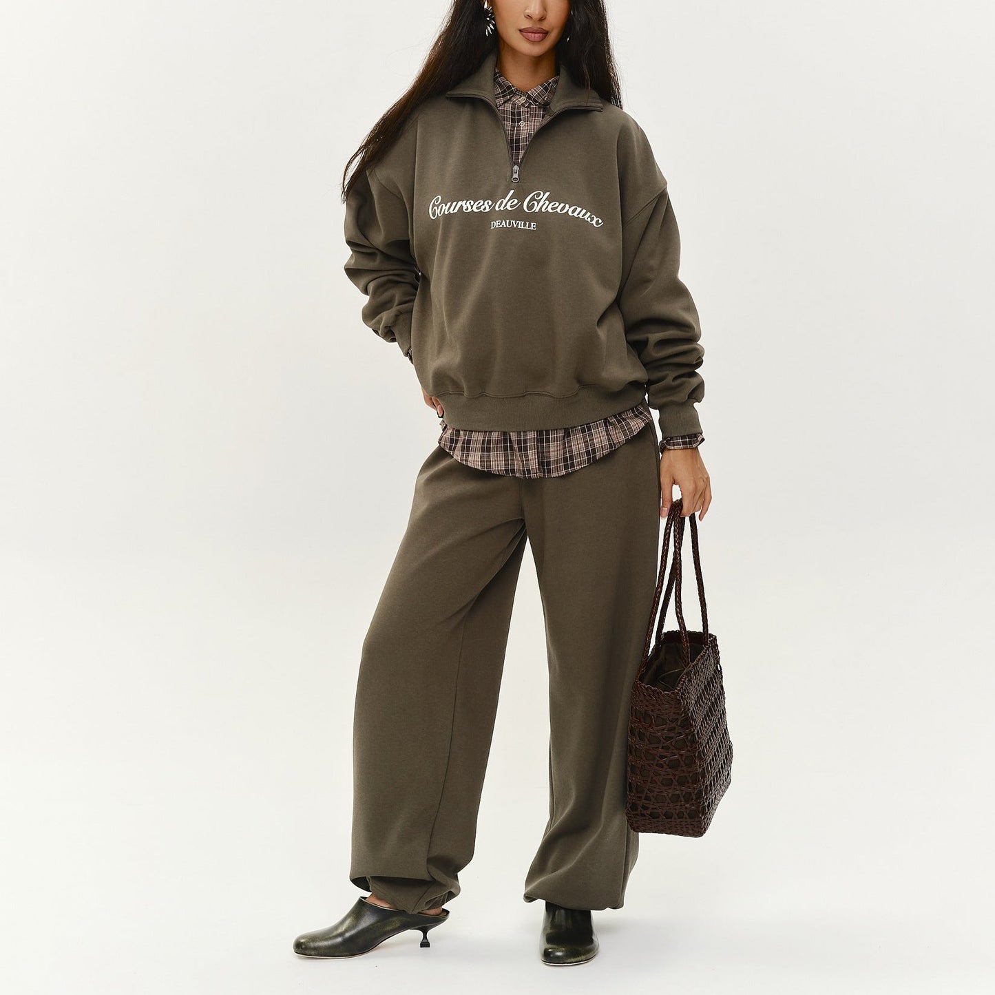 Damen Sweatshirt Hoher Kragen Eveloria Grau