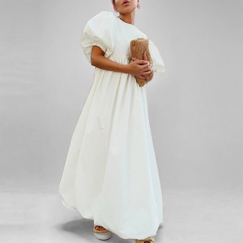 Damen Maxikleid Voluminöse Ärmel Hochtailliert Eveloria