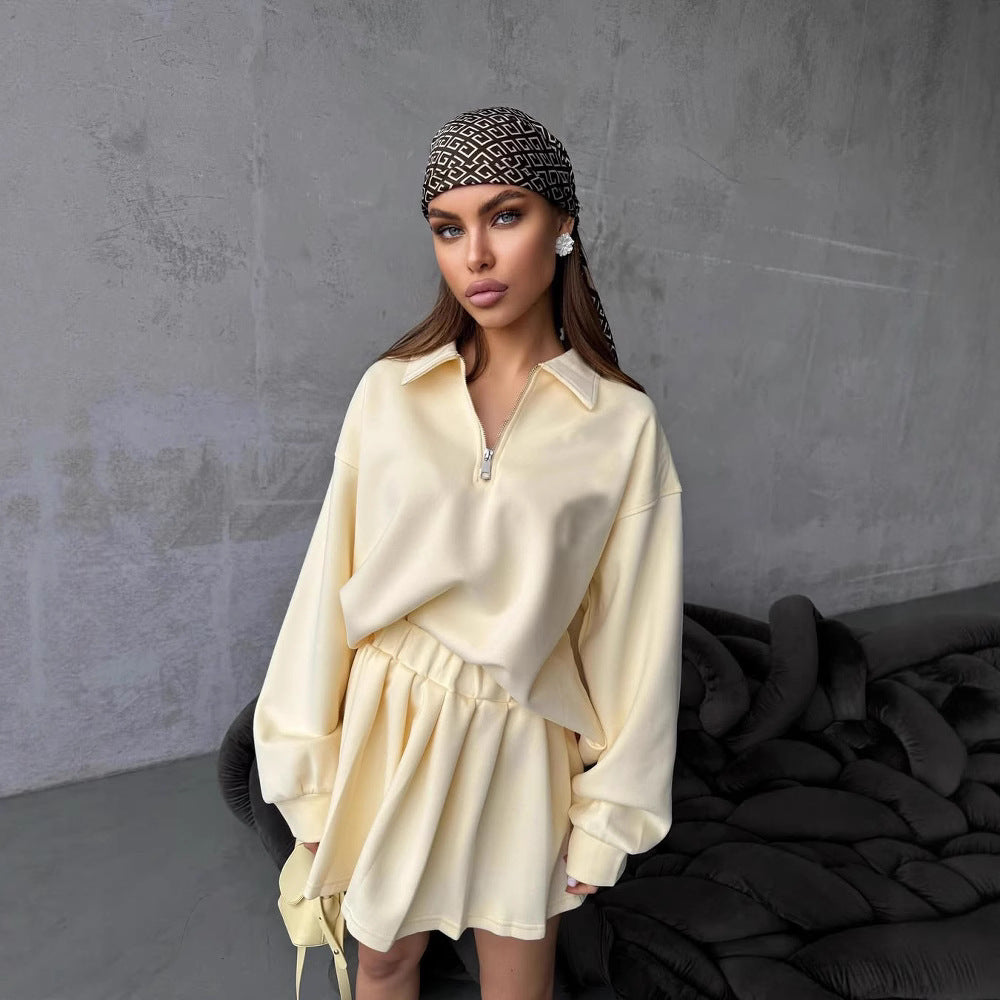 Damen Sweatshirt Kurzreißverschluss Weites Design Eveloria