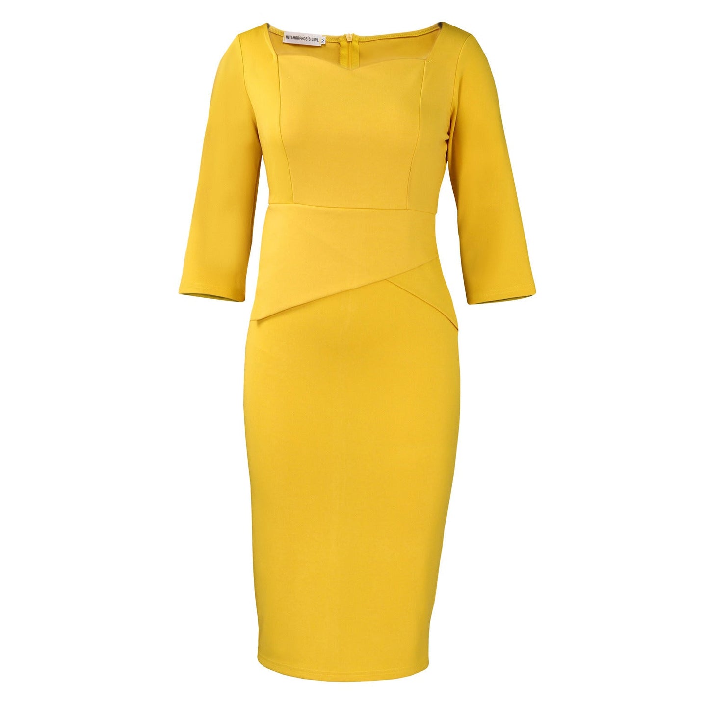 Damen Bodycon-Kleid Asymmetrischer Saum 3/4 Ärmel Eveloria