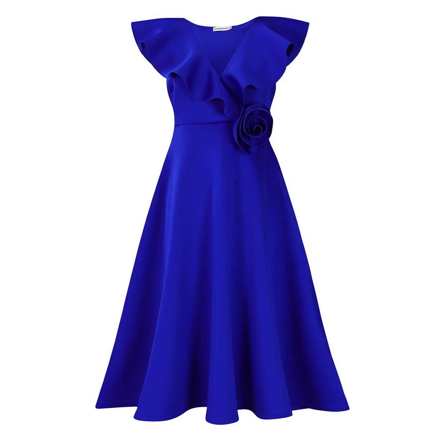 Damen A-Linien Kleid Rüschen Floralmuster Eveloria