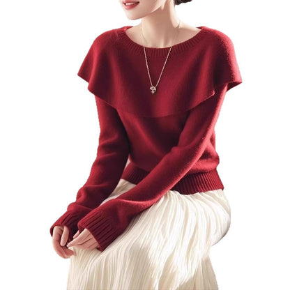 Damen Pullover Lässiger Schalkragen Eveloria