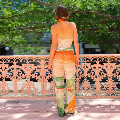 Damen Jumpsuit V-Ausschnitt mit Bindegürtel Eveloria
