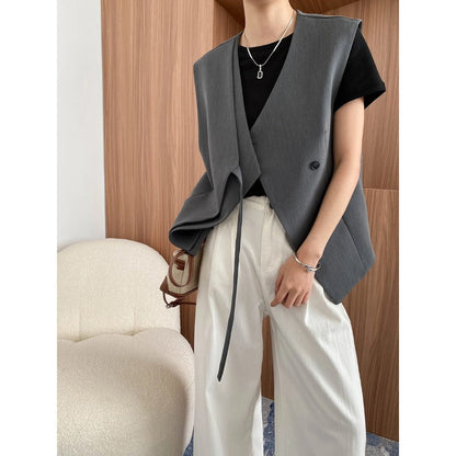Damen Wickelweste Tailliert Elegant Schwarz Eveloria - Eveloria