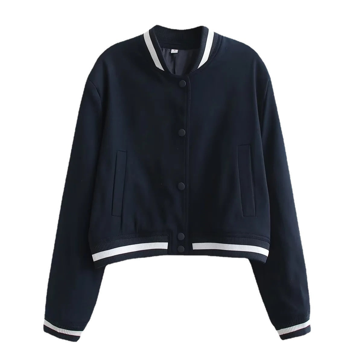 Damen Bomberjacke Kontraststrickbund Praktische Taschen