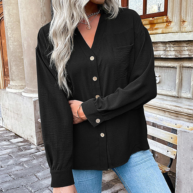 Damen Bluse Lässig Feine Struktur Knopfdetails Beige