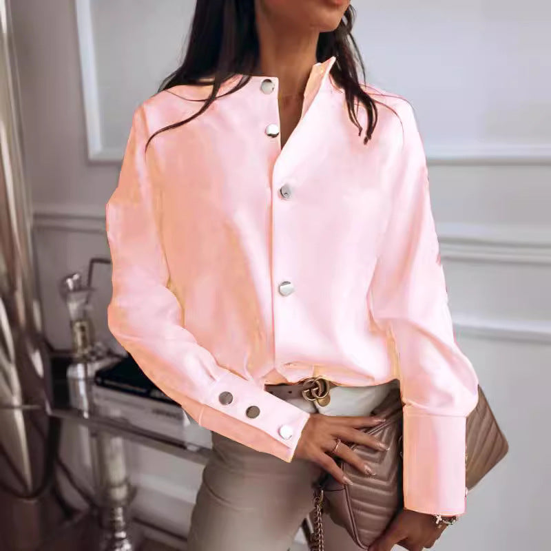 Damen Bluse mit Druckknöpfen Lässiger Schnitt Eveloria