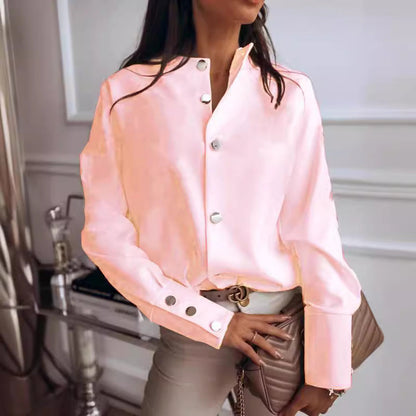 Damen Bluse mit Druckknöpfen Lässiger Schnitt Eveloria