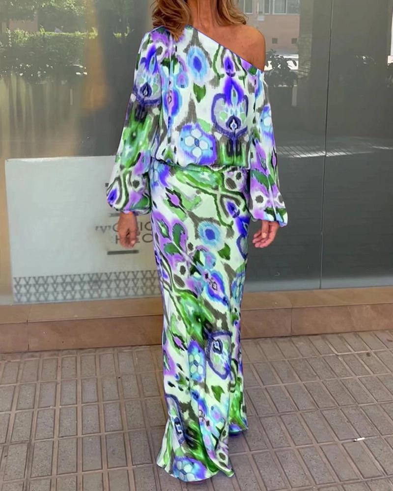 Damen Maxikleid Asymmetrisch Geschmeidige Ärmel