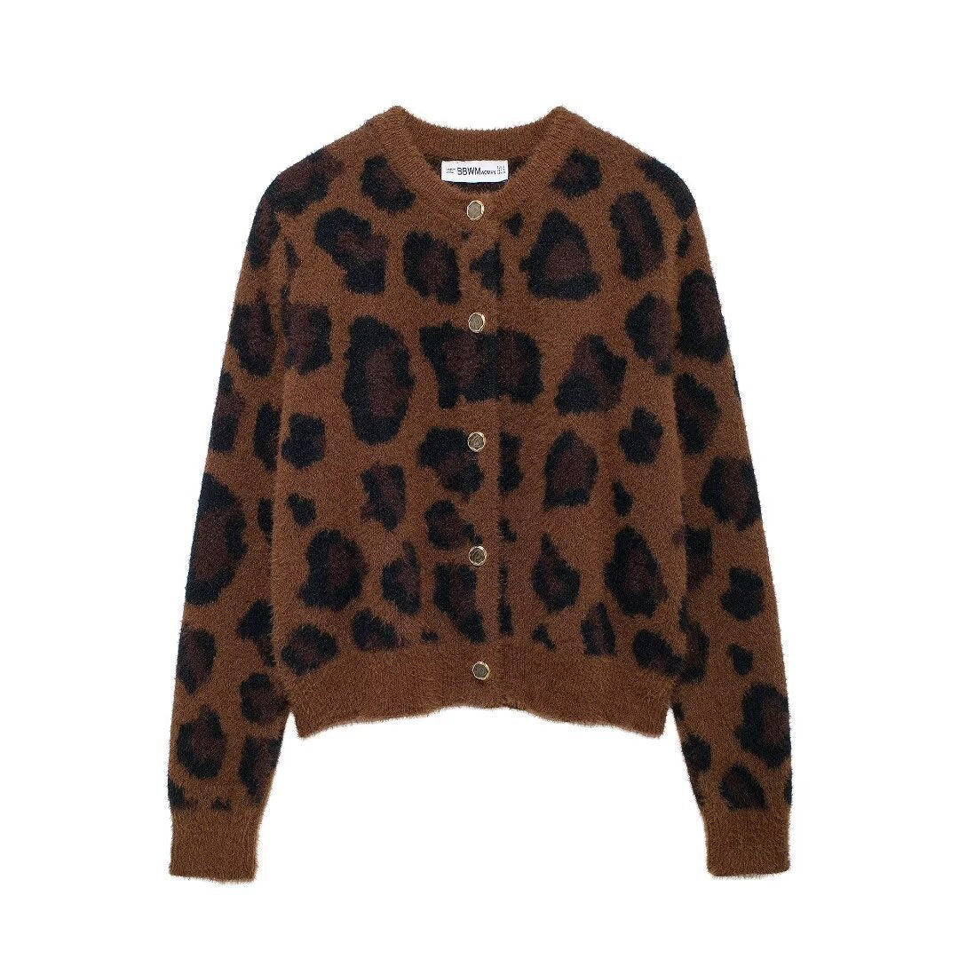 Damen Leopardenpulli Kuscheliger Pullover Eveloria