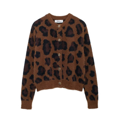 Damen Leopardenpulli Kuscheliger Pullover Eveloria