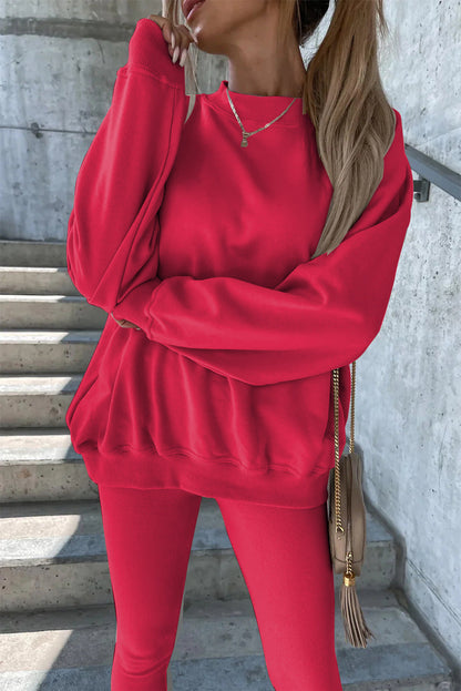 Damen Oversized Sweatshirt Set mit Leggings Grau Eveloria