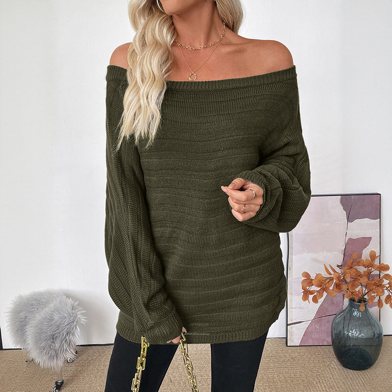 Damen Off-Shoulder Strickpullover Eveloria