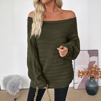 Damen Off-Shoulder Strickpullover Eveloria