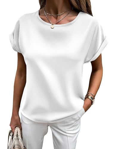 Eveloria Damen Satin T-Shirt Umschlagärmel