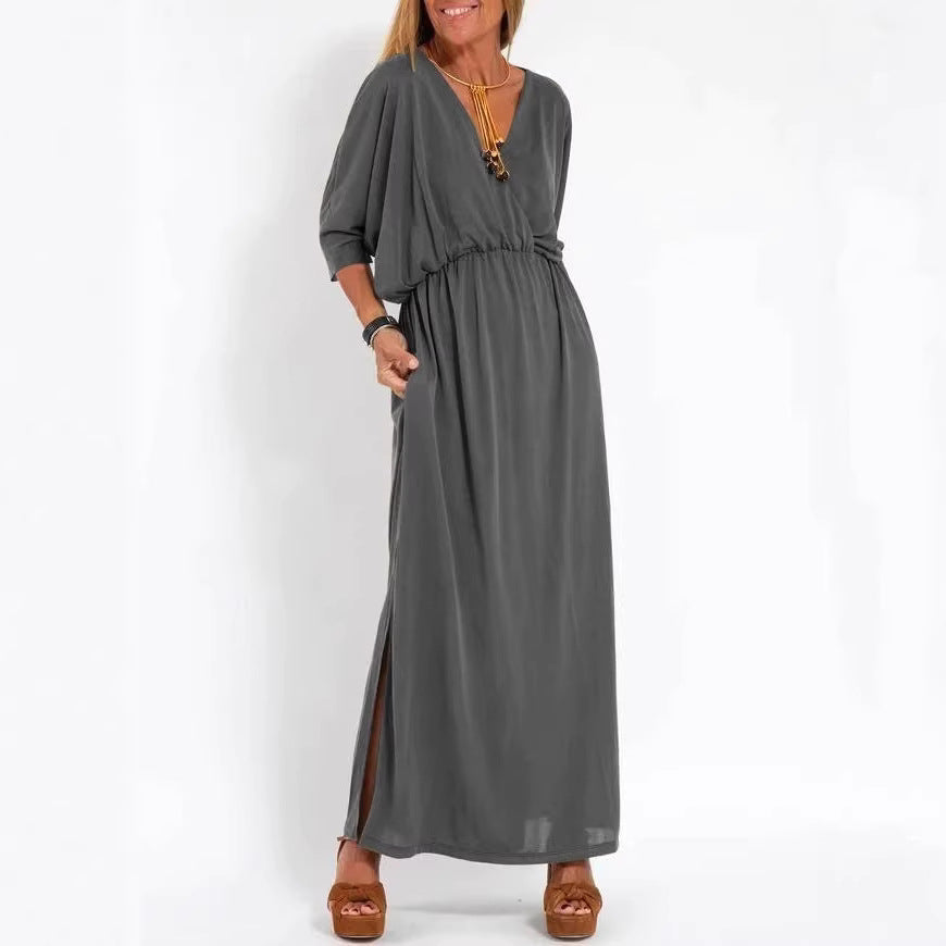Eveloria Damen Maxikleid mit Seitenschlitz und Flexibler Taille