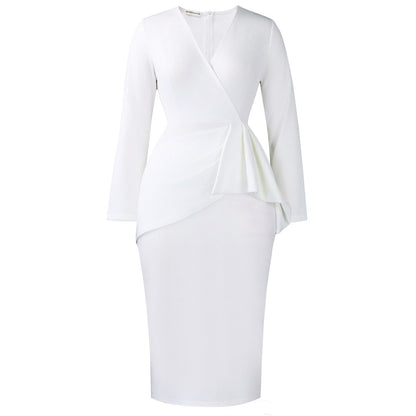 Damen Wickelkleid Asymmetrische Rüschen Elegantes Design Eveloria