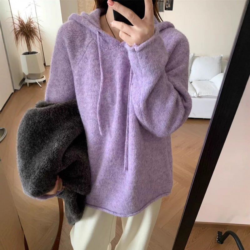 Damen Hoodie Weiches Fleece Kängurutasche Beige