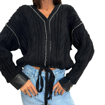 Damen Strickpullover Statement-Print Eveloria