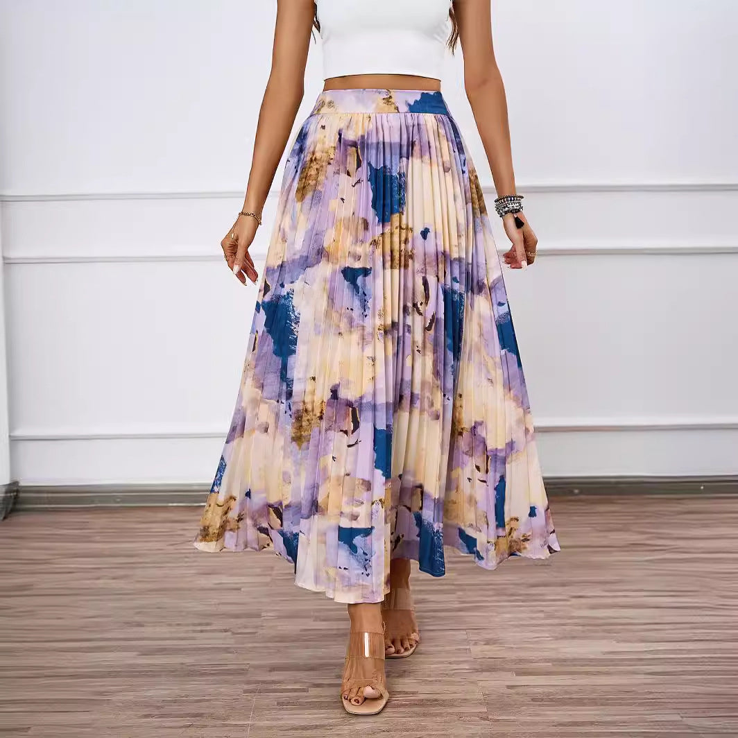 Damen Maxirock Plissiert Floralmuster Eveloria - Eveloria