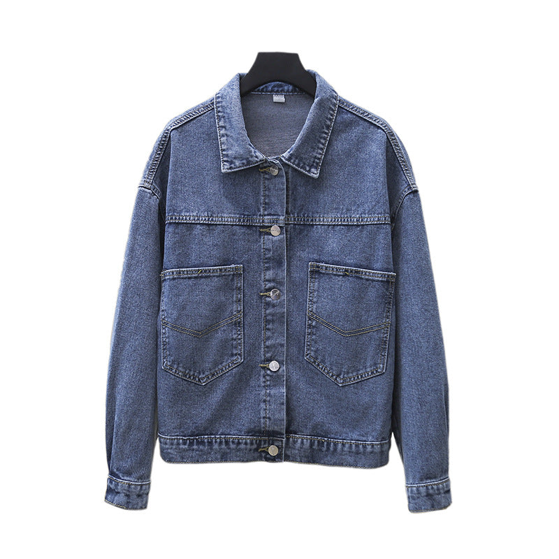Damen Denimjacke Große Taschen Eveloria Blau