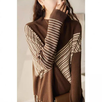 Damen Strickpullover Geometrisches Muster Fransen