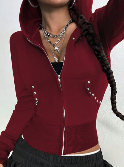Damen Sportjacke Kapuze Strassdetails Eveloria