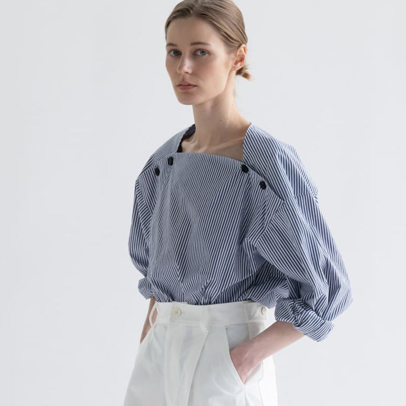 Damen Bluse Modisch Knöpfe Detail Eveloria