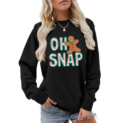 Damen Sweatshirt Lebkuchenmann Motiv Funckelnder Schriftzug Grau - Eveloria