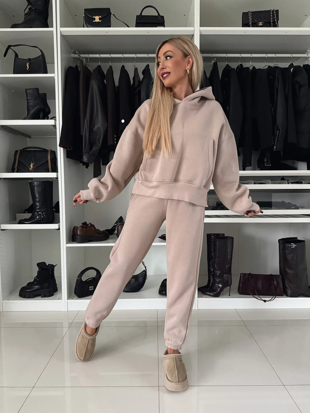 Damen Hoodie Jogginghosen Set Eveloria Weich