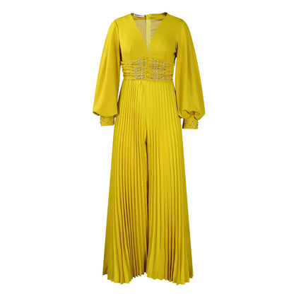 Damen Jumpsuit Plissiert Glitzernd Eveloria