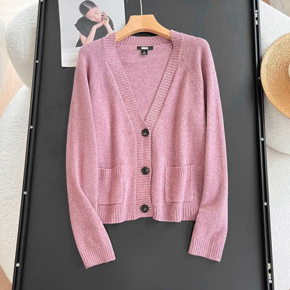 Damen Strickjacke Elegantes Design Praktische Taschen Anthrazit