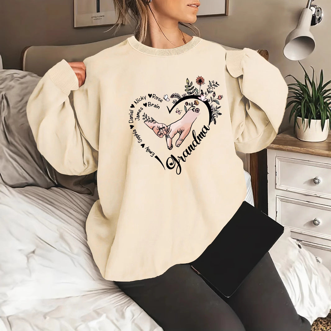 Damen Pullover Blumenmuster Baumwolle Entspannt Eveloria