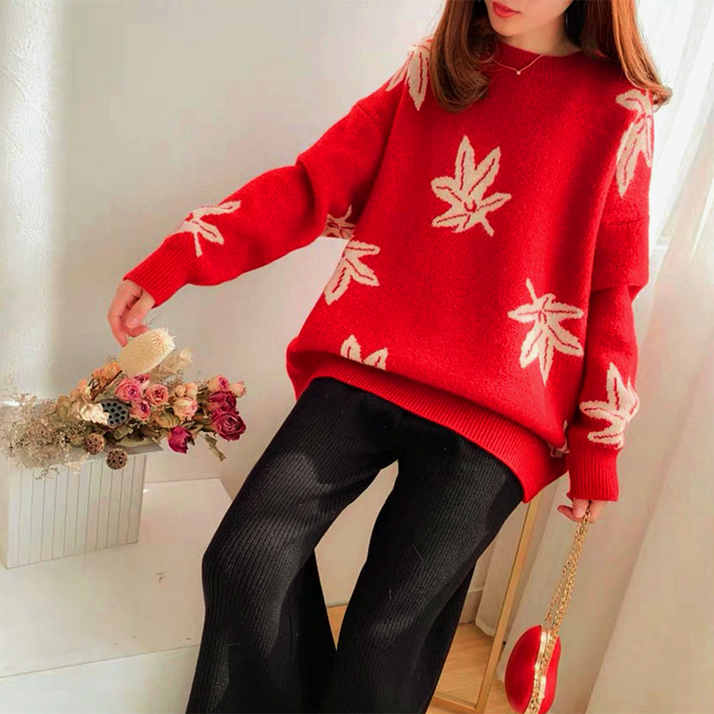 Damen Oversized Pullover Blattform Eveloria