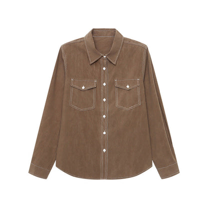 Damen Overshirt Bluse aus Baumwolle mit Brusttaschen und Eleganz