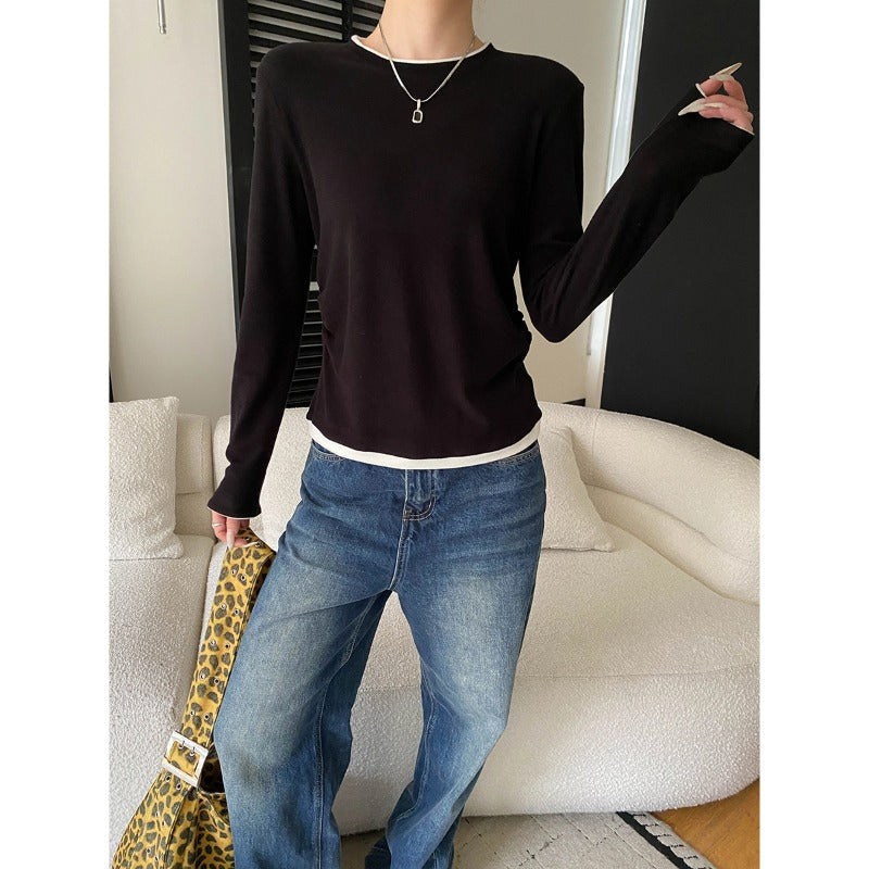 Damen Langarmshirt Baumwolle Lässig Eveloria