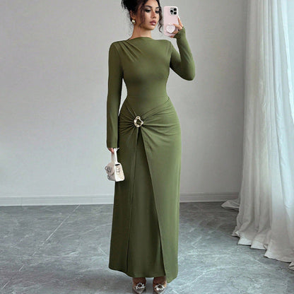 Damen Maxikleid Asymmetrischer Schnitt Taillenbetonung Eveloria - Eveloria