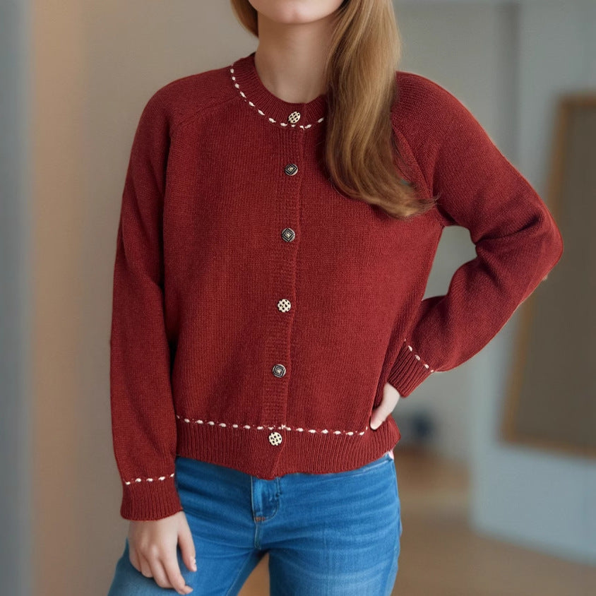 Damen Strickjacke Dekorative Knöpfe Eveloria